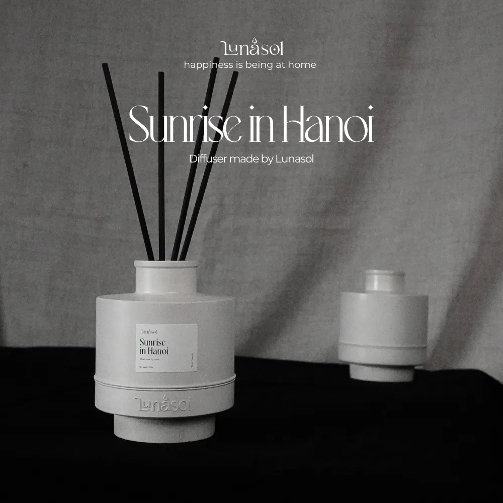 Lunasora ก้านไม้หอมปรับอากาศ Sunrise in Hanoi ขวดซีเมนต์/แก้ว เลือกขนาดได้ — 2