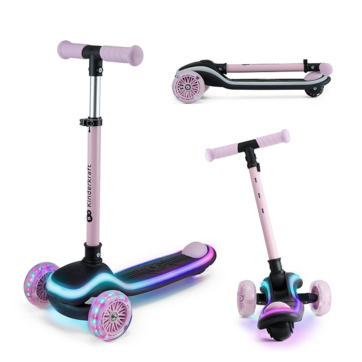Kindercraft Raketa สกูตเตอร์ 3 ล้อมีไฟ LED เด็ก 2 ขวบขึ้นไป พับได้ ปรับความสูงได้