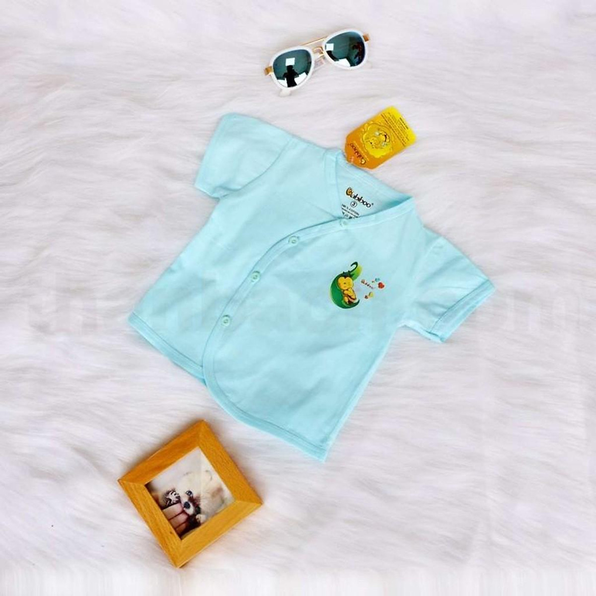 Bebiboo ชุดเด็กแรกเกิด ผ้าคอตตอนนุ่ม คอวี แขนสั้น เสื้อ+กางเกง 5 สี 5 ไซซ์ — 3