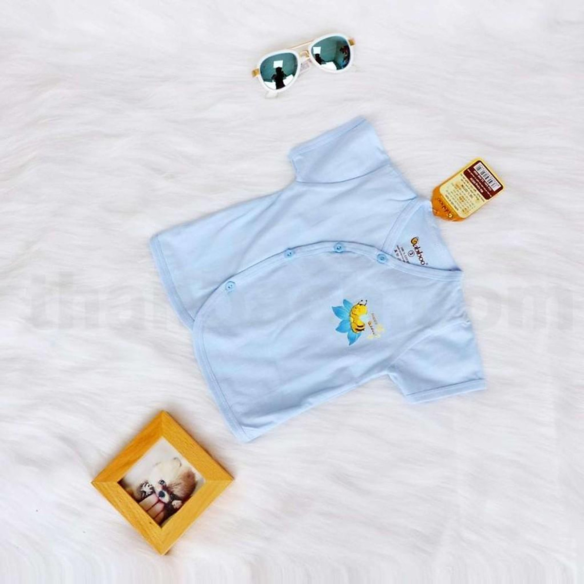 Bebiboo ชุดเด็กแรกเกิด ผ้าคอตตอนนุ่ม คอวี แขนสั้น เสื้อ+กางเกง 5 สี 5 ไซซ์ — 8
