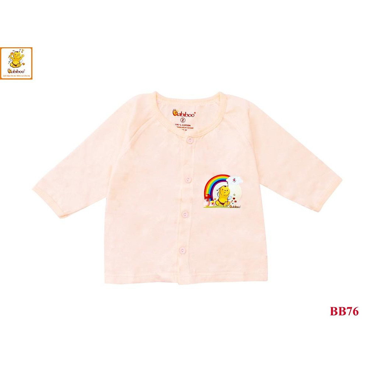 Bebiboo เสื้อเด็กแรกเกิด แขนยาว ติดกระดุมหน้า ผ้าคอตตอนยืดนุ่ม 5 สี 5 ไซซ์