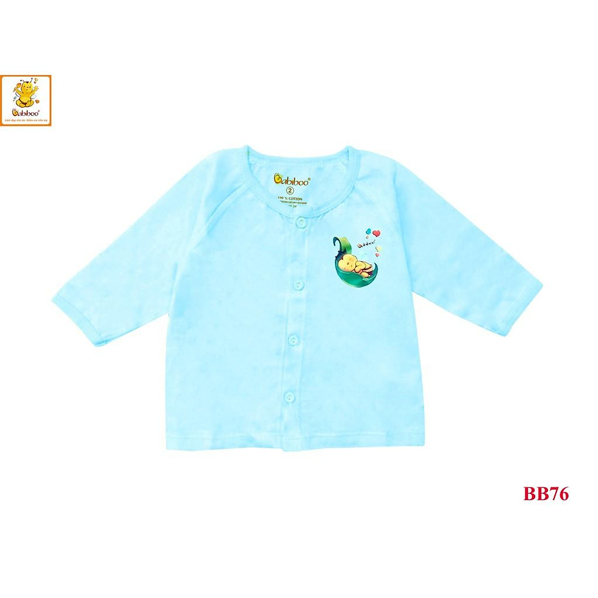Bebiboo เสื้อเด็กแรกเกิด แขนยาว ติดกระดุมหน้า ผ้าคอตตอนยืดนุ่ม 5 สี 5 ไซซ์ — 2