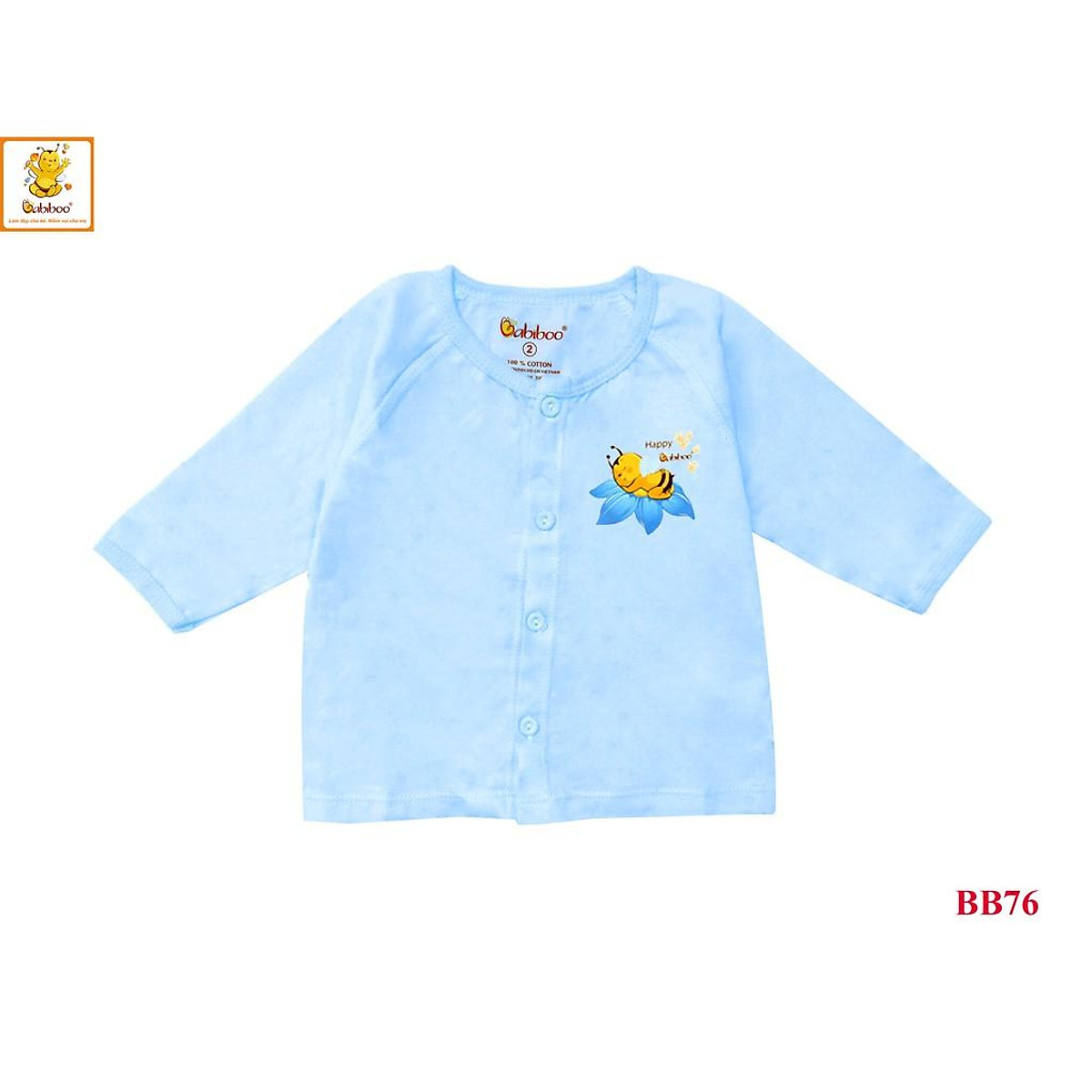 Bebiboo เสื้อเด็กแรกเกิด แขนยาว ติดกระดุมหน้า ผ้าคอตตอนยืดนุ่ม 5 สี 5 ไซซ์ — 4