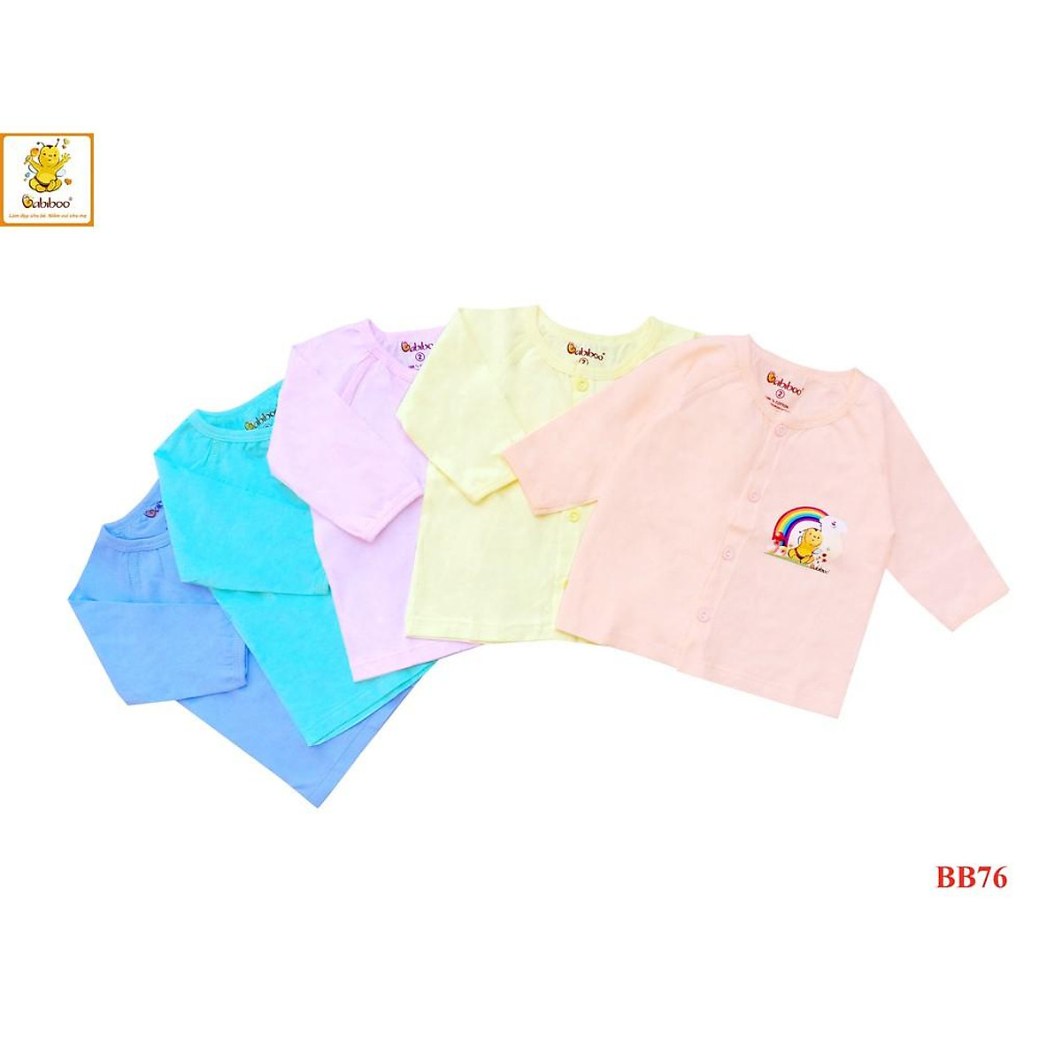 Bebiboo เสื้อเด็กแรกเกิด แขนยาว ติดกระดุมหน้า ผ้าคอตตอนยืดนุ่ม 5 สี 5 ไซซ์ — 6