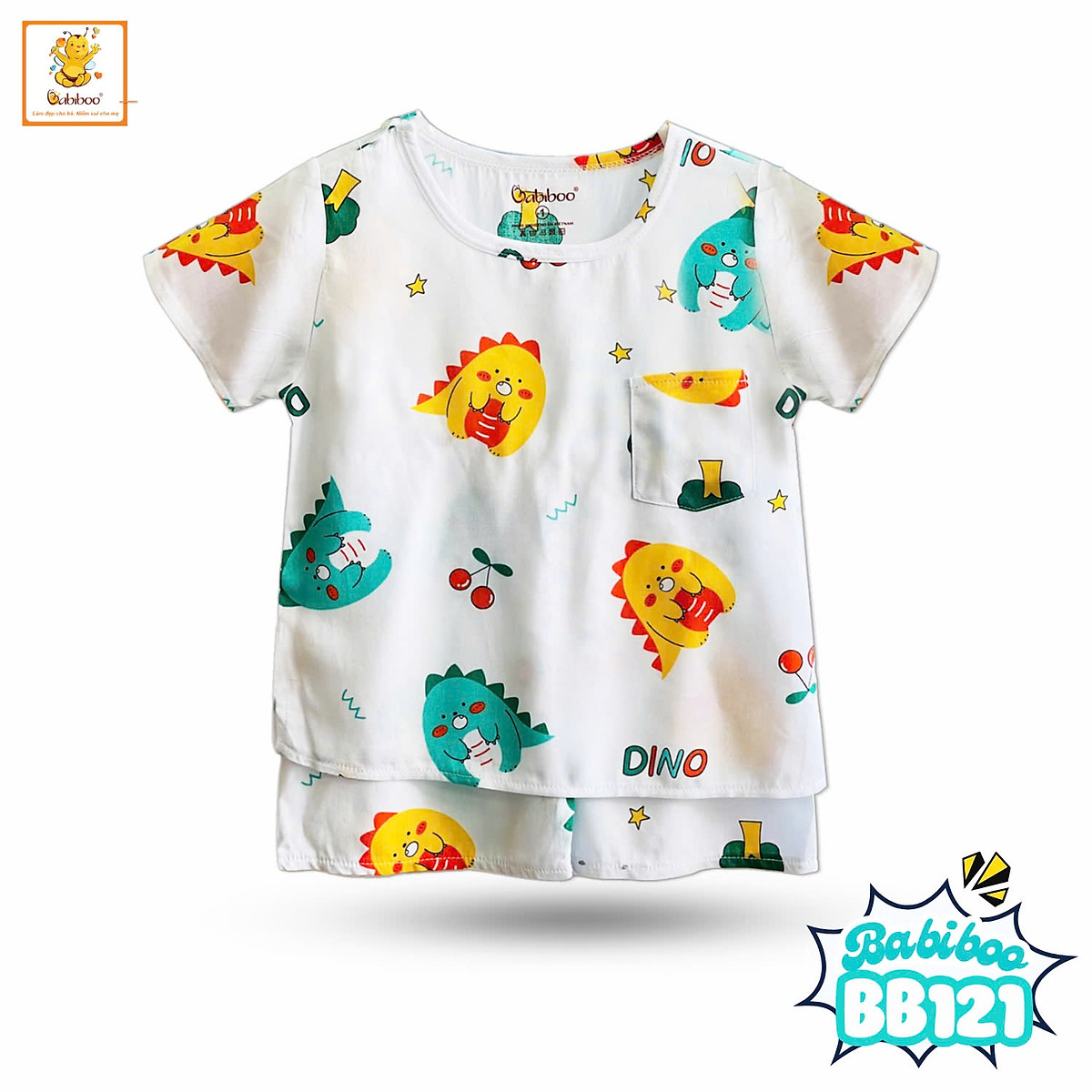 Bebiboo ชุดเสื้อกางเกงขาสั้นเด็ก ผ้าโทเรเย็นสบาย ลายน่ารัก สำหรับ 6-36 เดือน (สุ่มลาย)