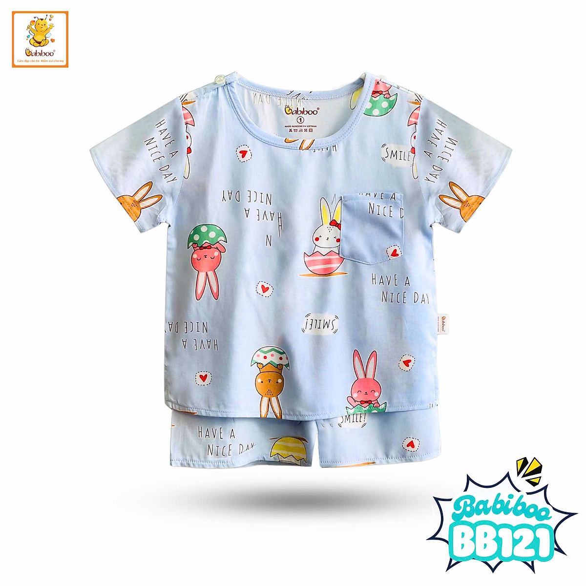 Bebiboo ชุดเสื้อกางเกงขาสั้นเด็ก ผ้าโทเรเย็นสบาย ลายน่ารัก สำหรับ 6-36 เดือน (สุ่มลาย) — 3