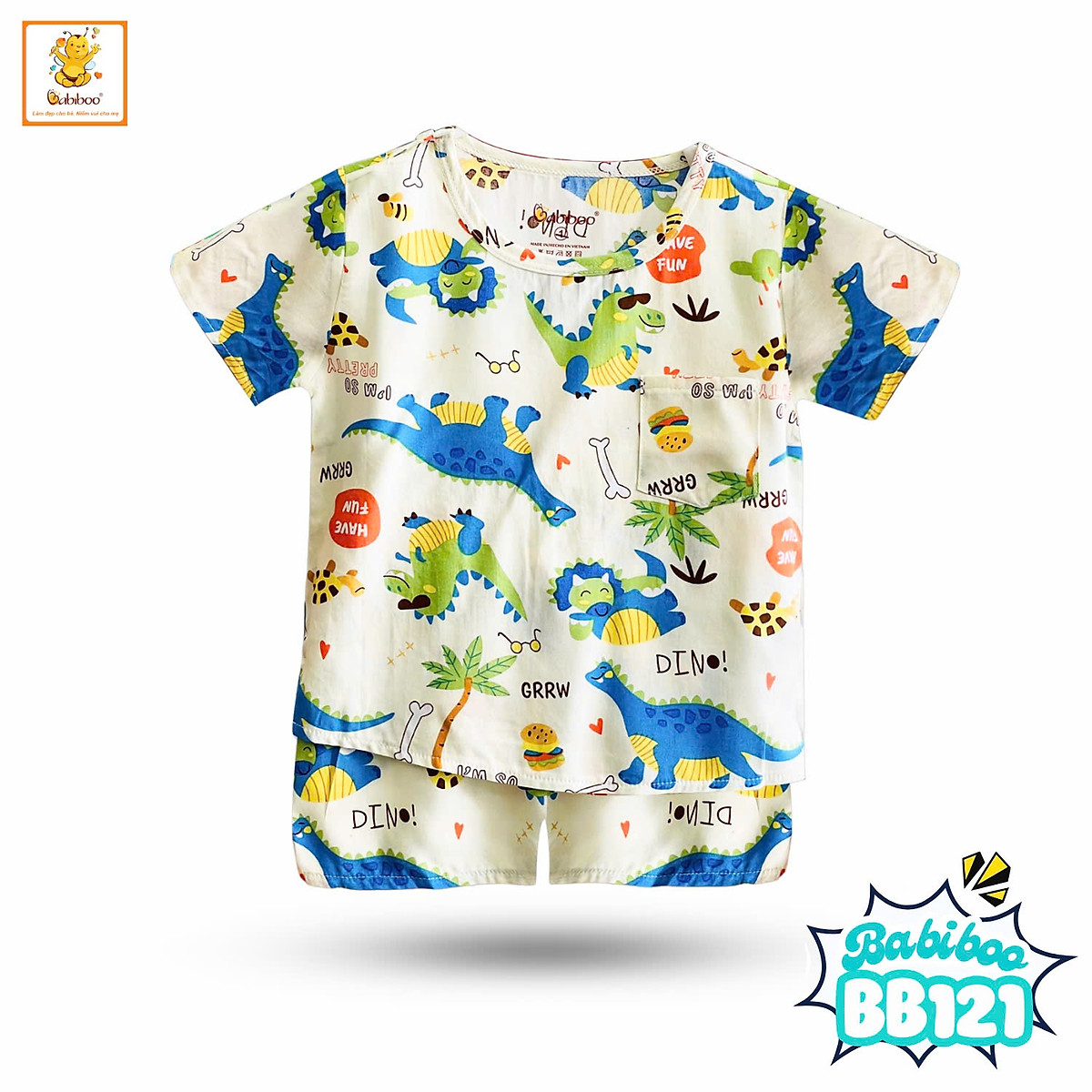 Bebiboo ชุดเสื้อกางเกงขาสั้นเด็ก ผ้าโทเรเย็นสบาย ลายน่ารัก สำหรับ 6-36 เดือน (สุ่มลาย) — 5