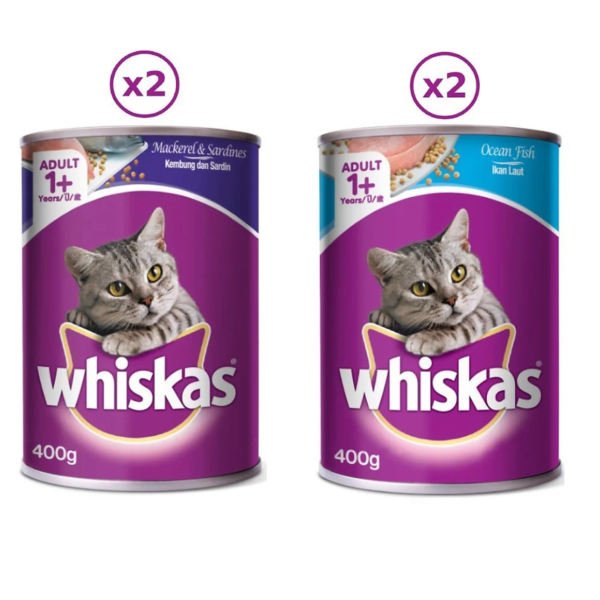 Whiskie อาหารเปียกแมวกระป๋อง 400 กรัม รสปลาทะเล / ปลาทูน่า ซื้อ 1 หรือแพ็ก 5