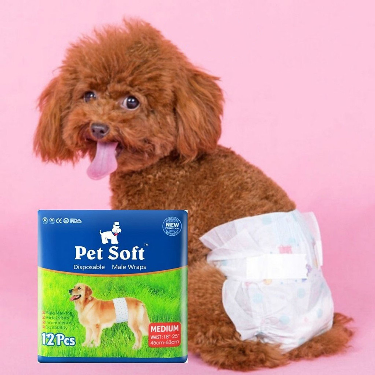 Pawsoft กางเกงผ้าอ้อมสุนัขเพศเมีย ซึมซับดี ระงับกลิ่น ไซซ์ XXS-M แพ็ก 12 ชิ้น