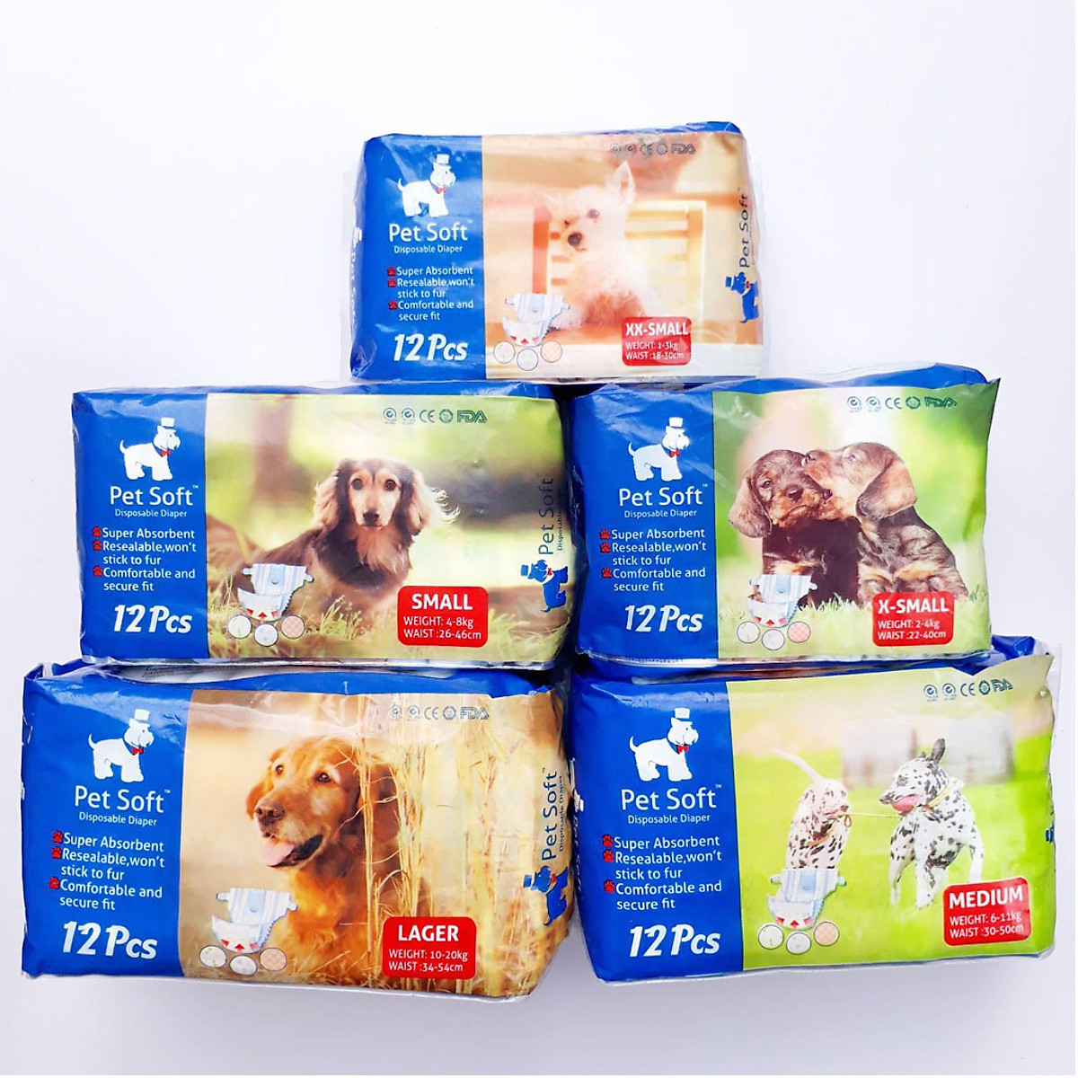 Pawsoft กางเกงผ้าอ้อมสุนัขเพศเมีย ซึมซับดี ระงับกลิ่น ไซซ์ XXS-M แพ็ก 12 ชิ้น — 2