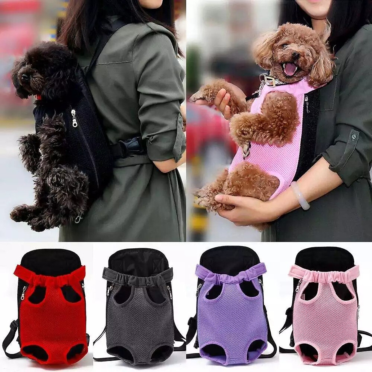PawGo เป้อุ้มสัตว์เลี้ยง แบบสะพายหน้า สำหรับสุนัขและแมว ผ้าตาข่ายระบายอากาศ 2 ขนาด