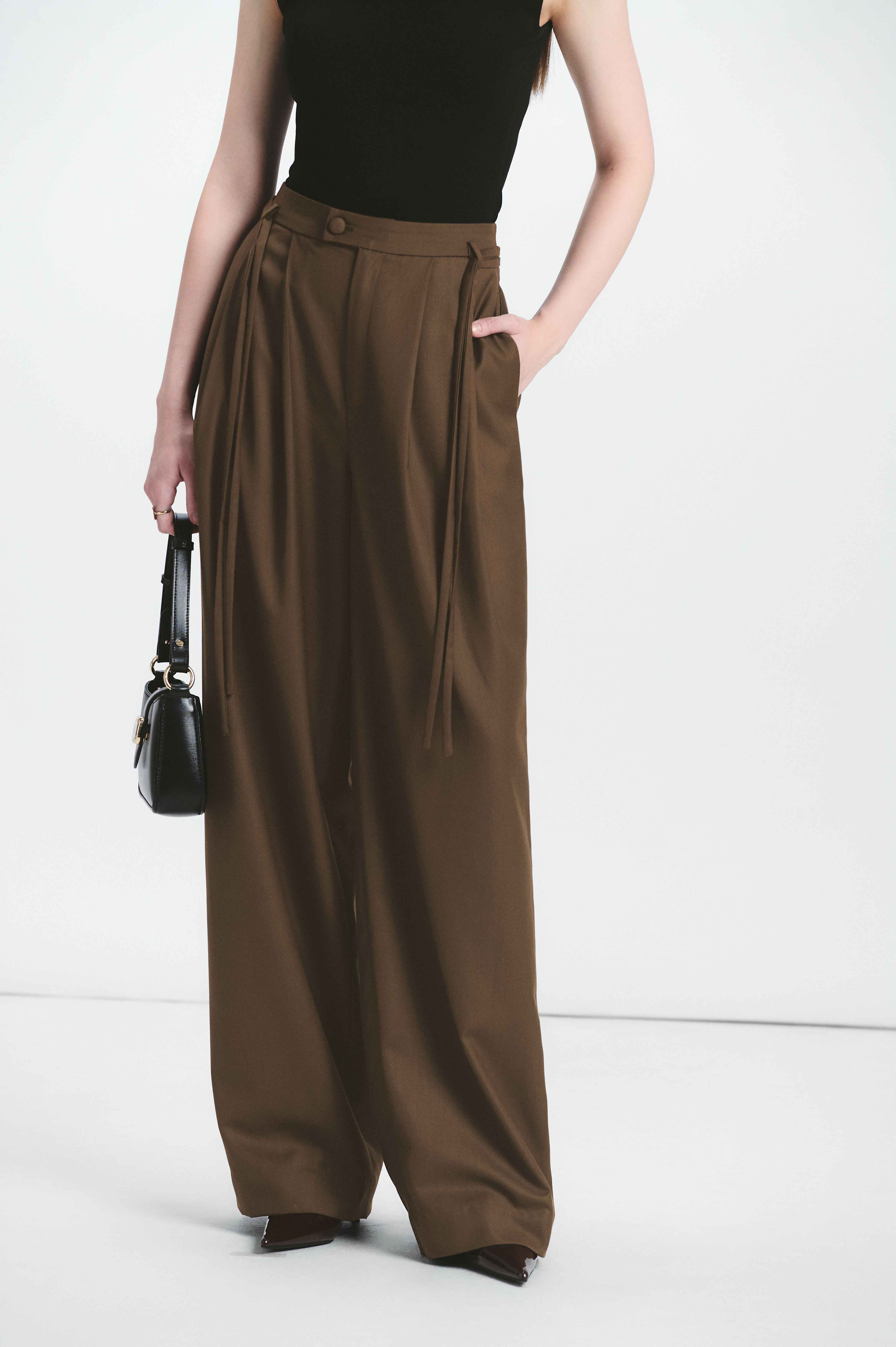 Mega Pants Choco — กางเกงเอวสูงขากว้าง สีช็อกโก — 2