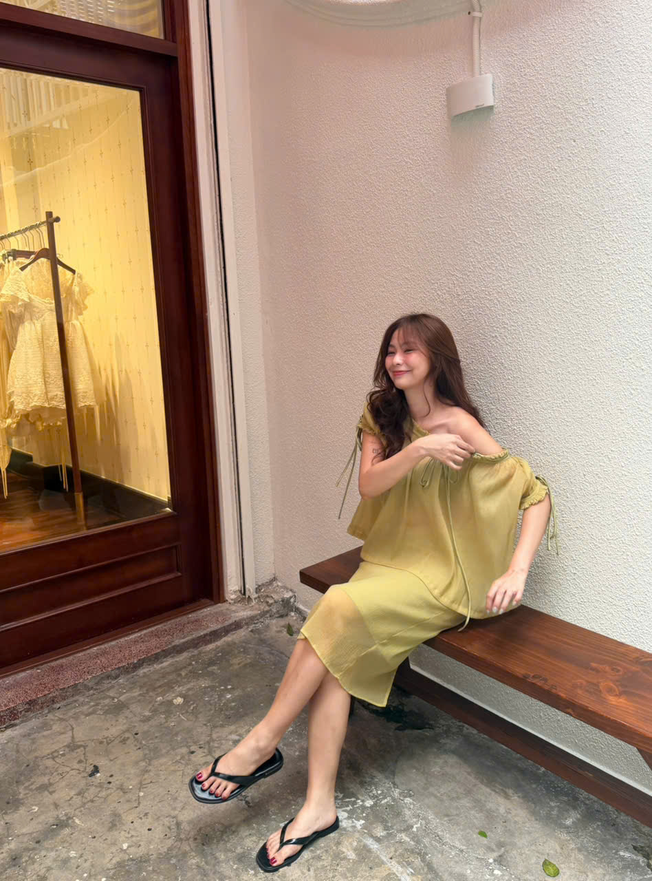 Olive Set — เซตกระโปรง เสื้อ และบรากรองผ้าชีฟอง สีเขียวมะกอก — 7