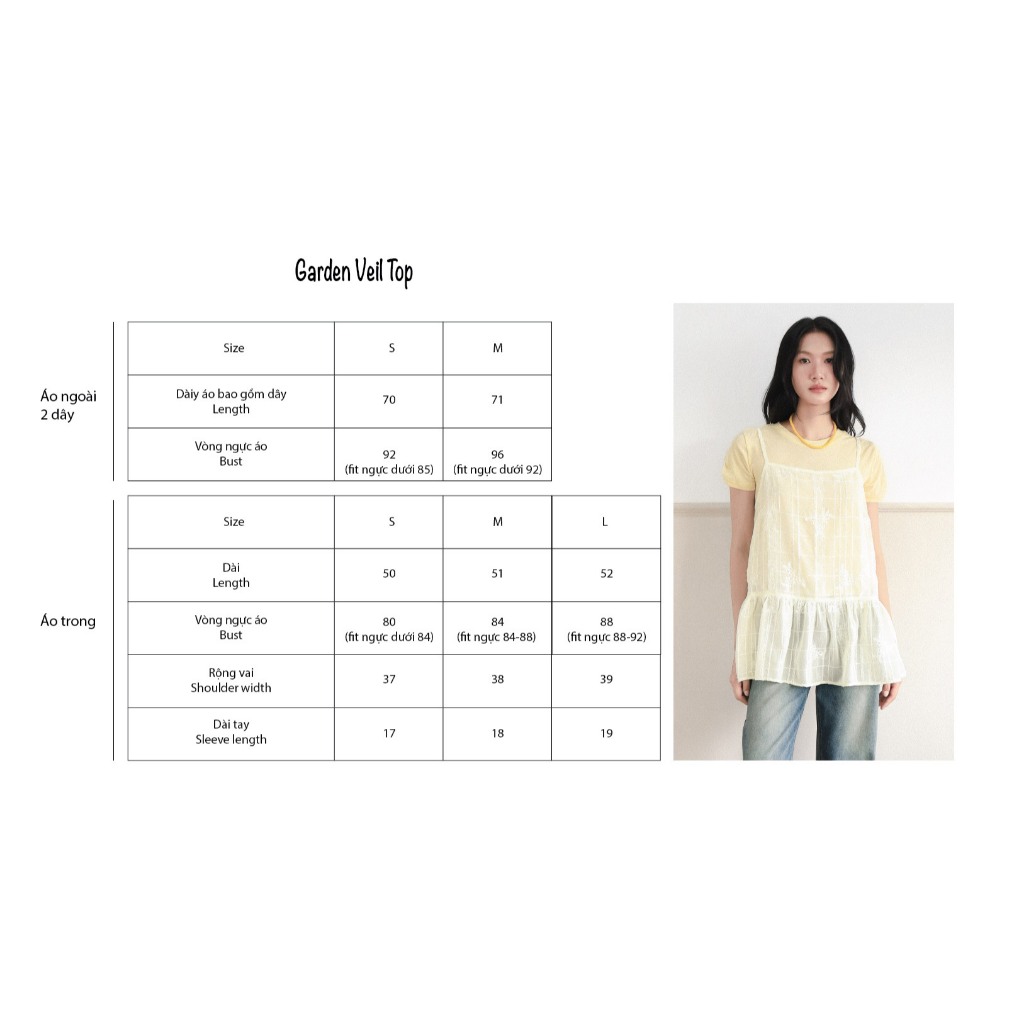 Garden Veil — เซตเสื้อสายเดี่ยวผ้าชีฟองปักดอกไม้ ซ้อนเสื้อยืดบาง — 7