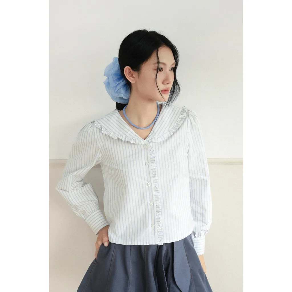 Sailor Moonlit — เสื้อเชิ้ตคอกะลาสี ชายระบาย — 5