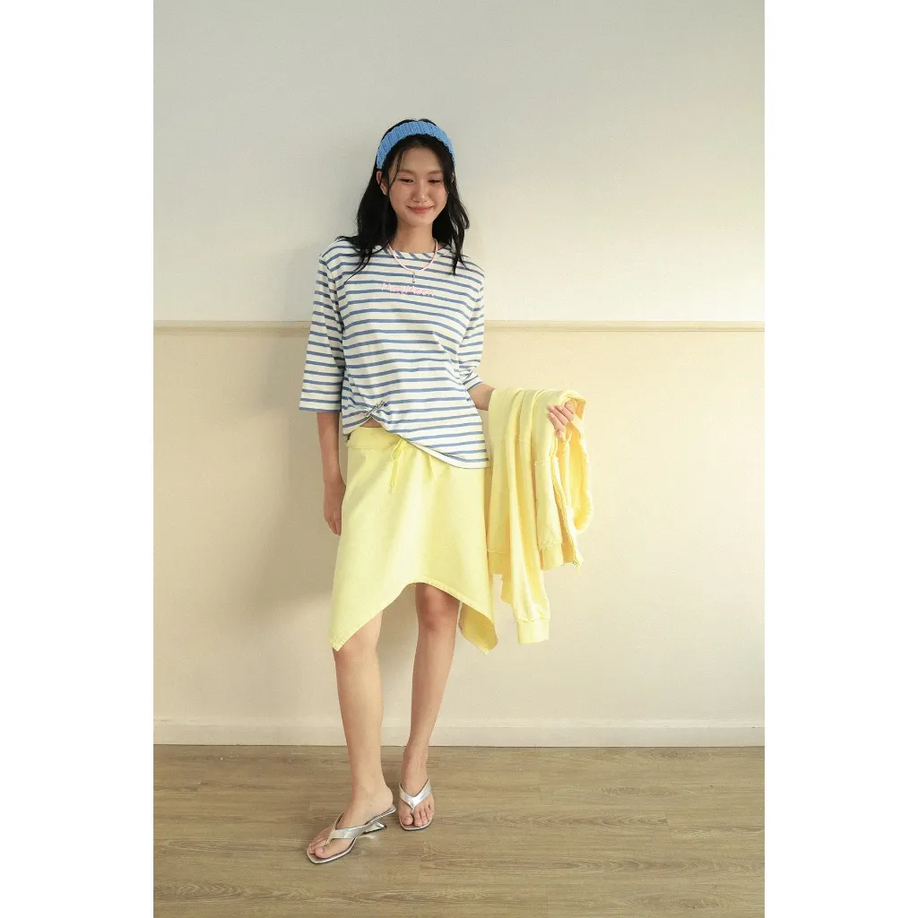 Maymoon Stripe Tee — เสื้อยืดลายขวางแขนสามส่วนปักลาย — 5