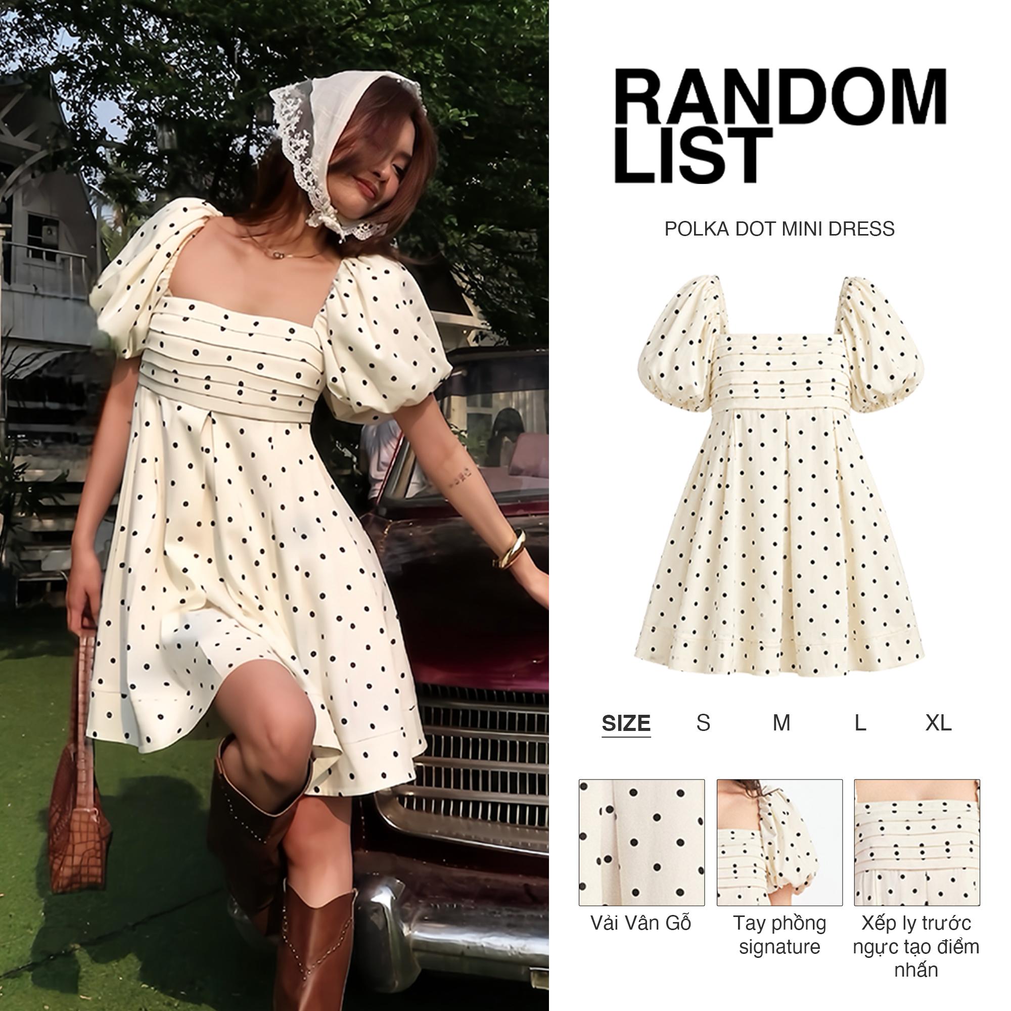 Polka Dot Mini Dress — เดรสสั้นเบบี้ดอลล์ลายจุด แขนพอง