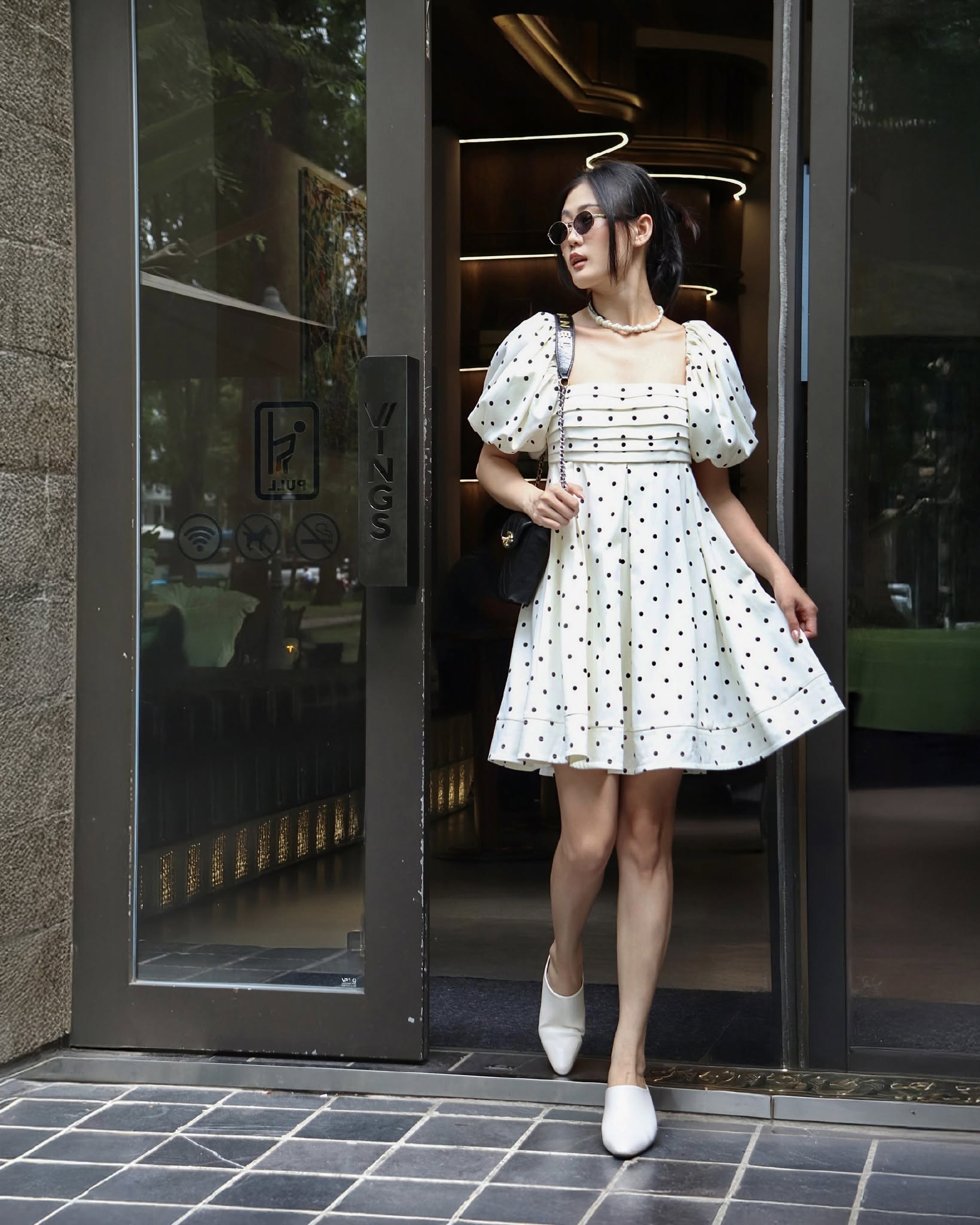 Polka Dot Mini Dress — เดรสสั้นเบบี้ดอลล์ลายจุด แขนพอง — 8