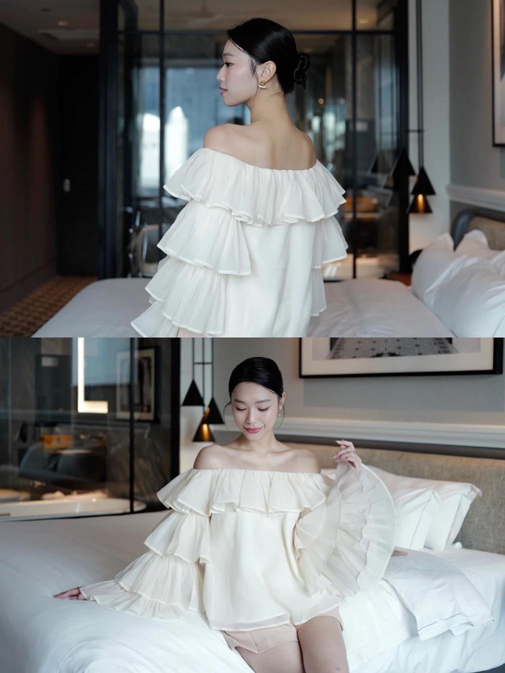 Tiered Ruffle Off Shoulder Top — เสื้อเปิดไหล่แขนระบายหลายชั้น — 2