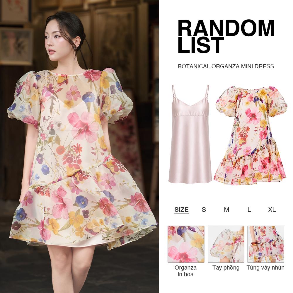 Botanical Organza Mini Dress — เดรสสั้นผ้าออร์แกนซ่าลายดอกไม้ แถมซับในผ้าซาติน