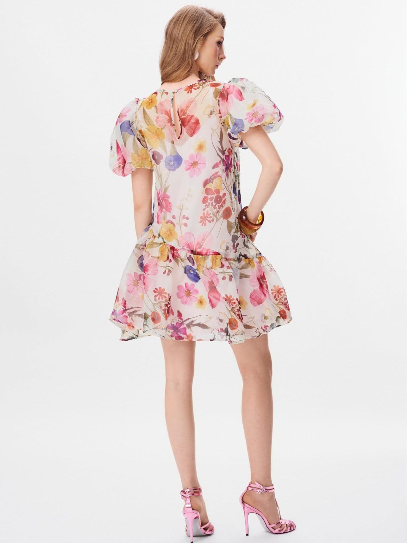 Botanical Organza Mini Dress — เดรสสั้นผ้าออร์แกนซ่าลายดอกไม้ แถมซับในผ้าซาติน — 6