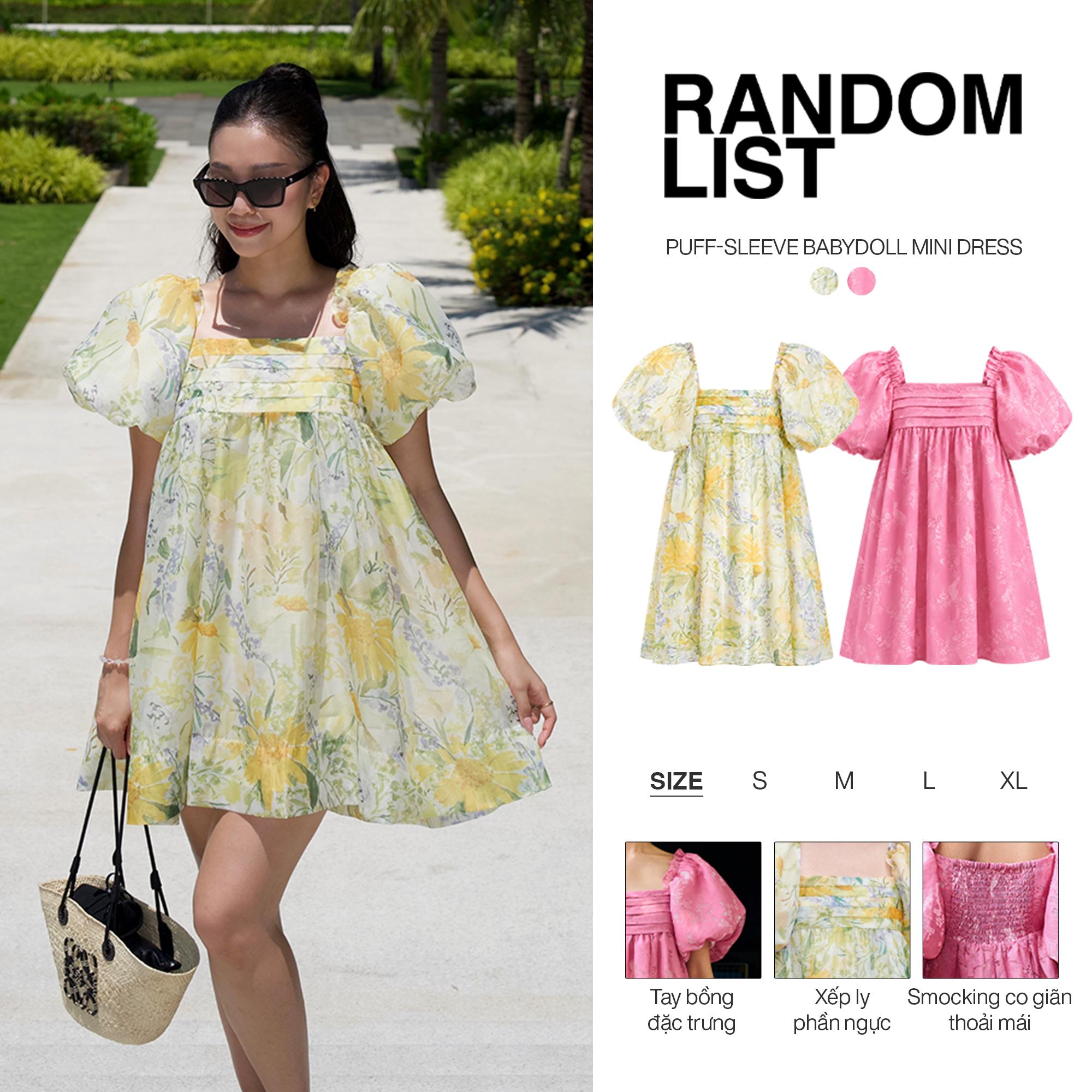 Puff Sleeve Babydoll Mini Dress — เดรสเบบี้ดอลล์แขนพองจับจีบ ลายดอกไม้