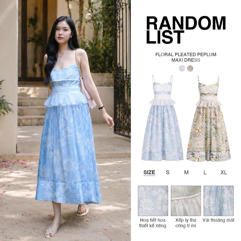 Floral Peplum Maxi Dress — เดรสแม็กซี่สายเดี่ยวจับจีบลายดอกไม้ ชายระบาย
