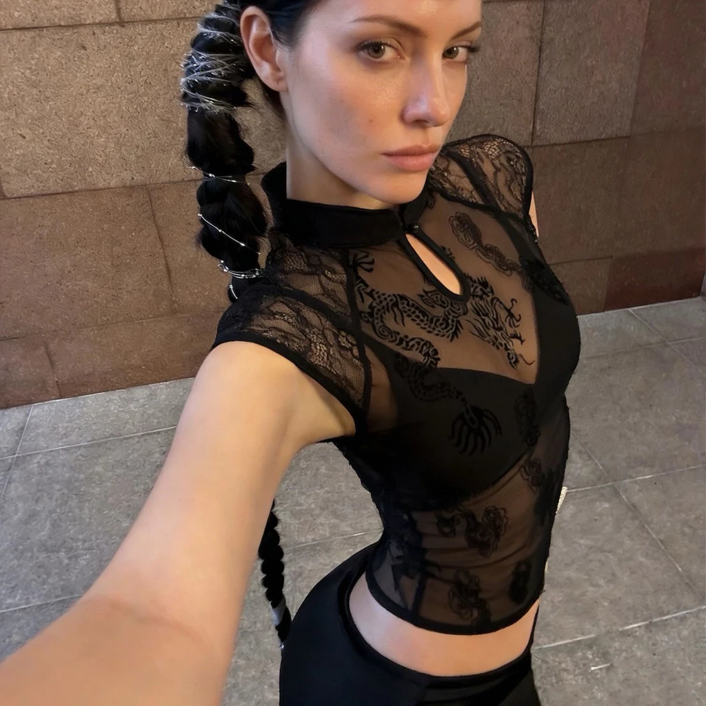 Dragon Qipao Tee — เสื้อยืดคอจีนลายมังกร สไตล์นีโอจีน — 4