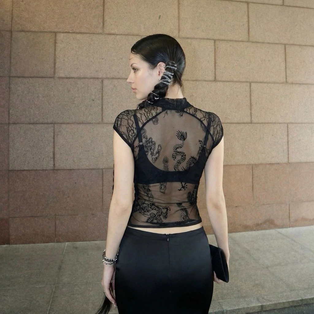 Dragon Qipao Tee — เสื้อยืดคอจีนลายมังกร สไตล์นีโอจีน — 5