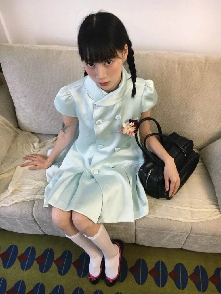 Mint French Dress — เดรสสั้นทรงตรงสีมินต์ สไตล์ฝรั่งเศส — 4