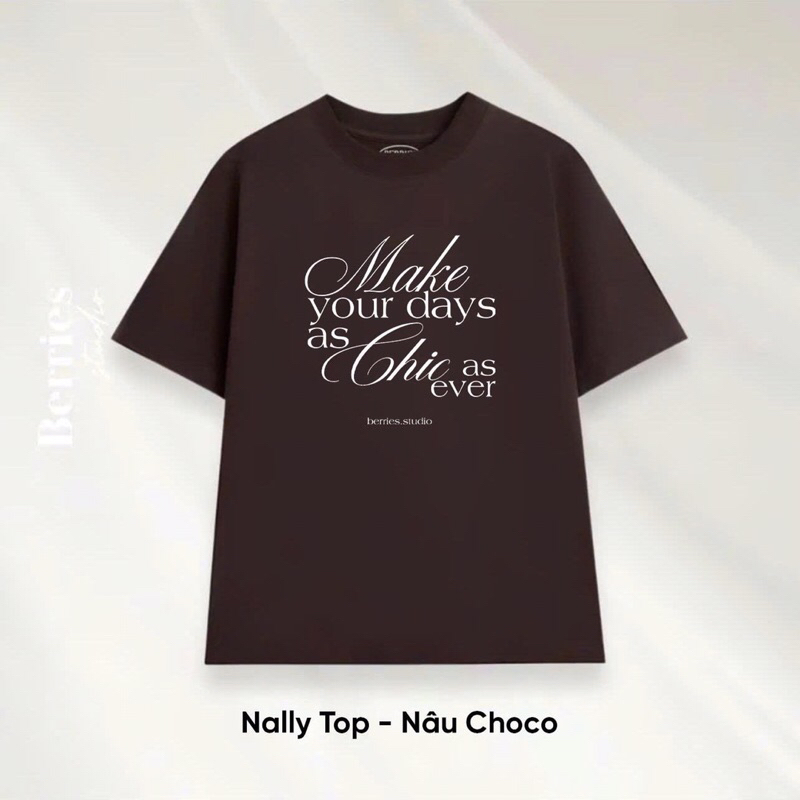 Nally Tee — เสื้อยืดคอตตอนหนาโอเวอร์ไซซ์ สกรีนข้อความ