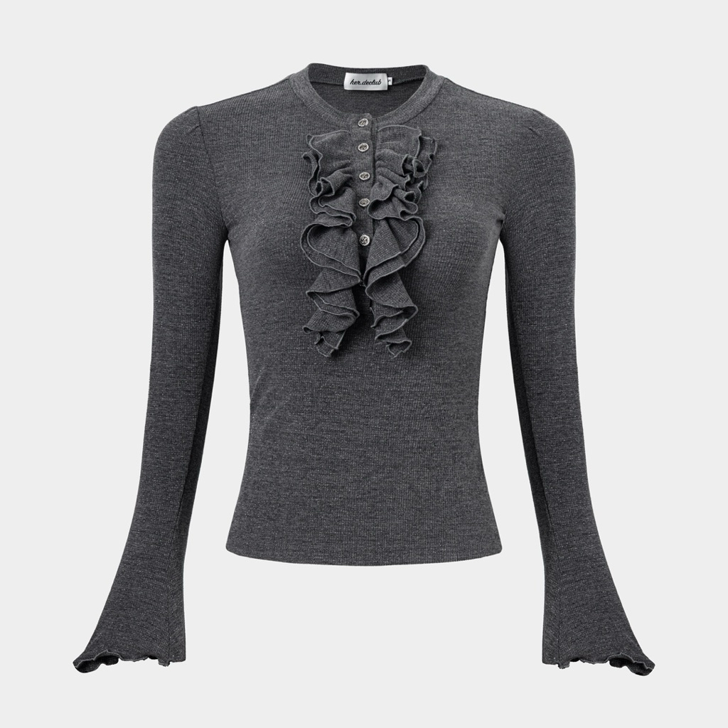 Josie Top — เสื้อแขนยาวแต่งระบายหน้าอก — 3