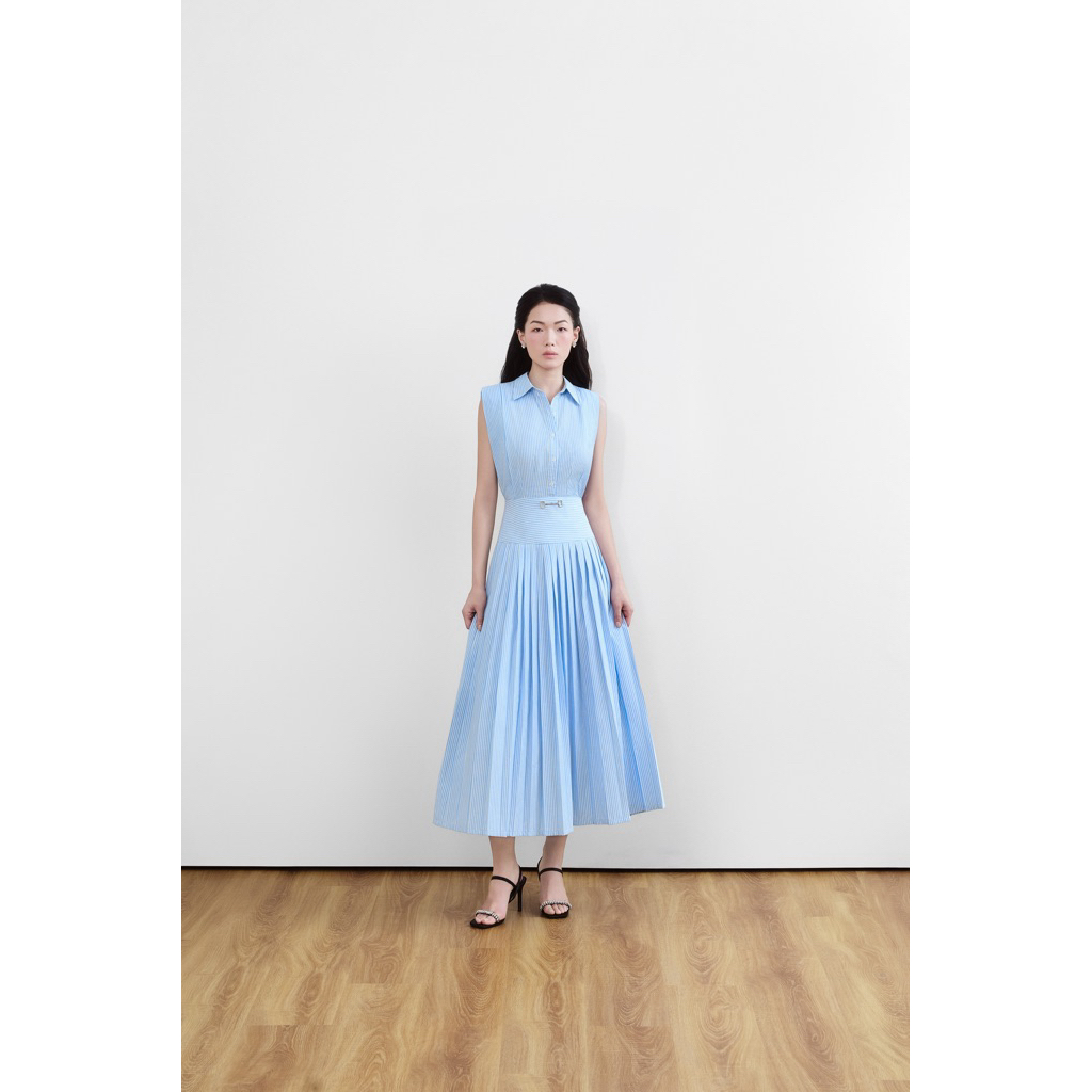 Madison Pleated Dress — เดรสยาวพลีท ทรงเอวสูง