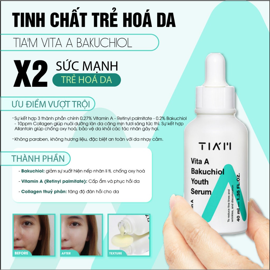 Bộ 3 Tia'm Serum Niacinamide 10%, Serum Bakuchiol, Kem Dưỡng Niacinamide 60ml — 4